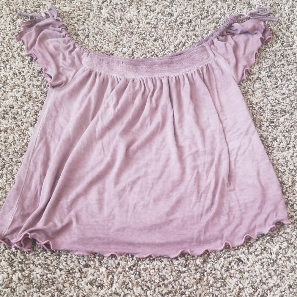 AEO soft & sexy lavender tie sleeve top